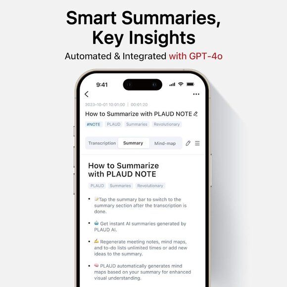 PLAUD Note AI Voice Recorder, App Control, Transcribe & Summarize Empowered - Picture 4 of 8
